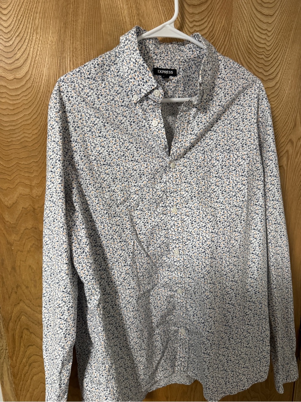 Express Men’s White Shirt with Blue Floral Print